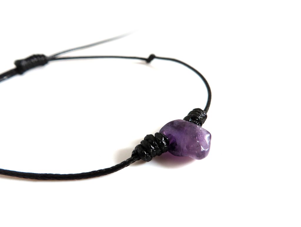 bracciale ametista donna uomo cordino semplice