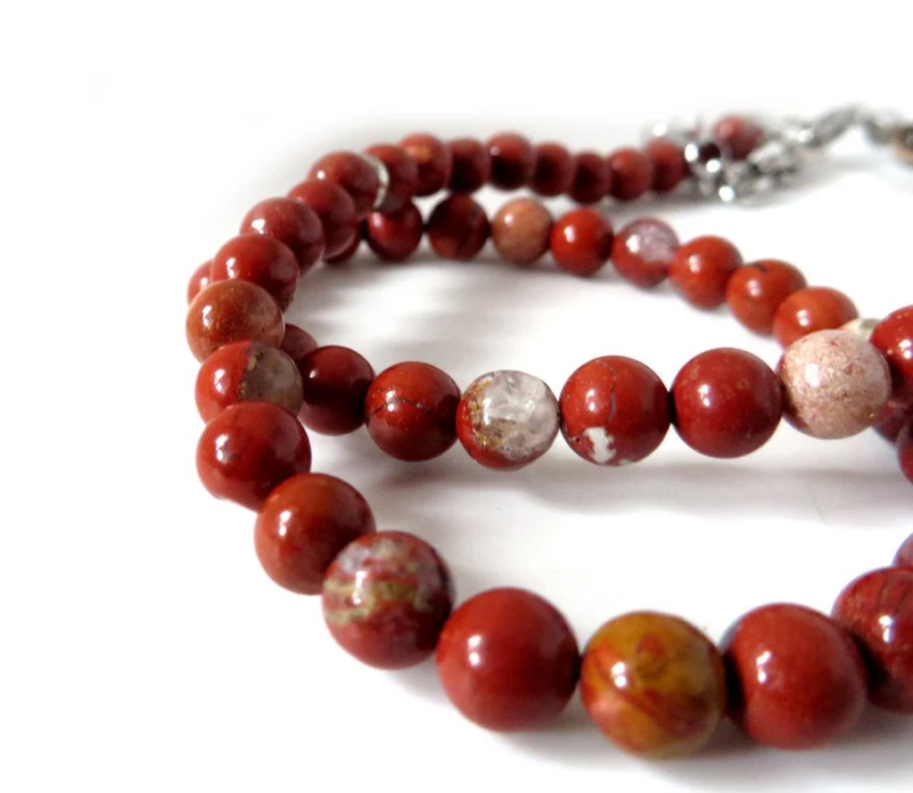 collana in pietra diaspro rosso regalo uomo