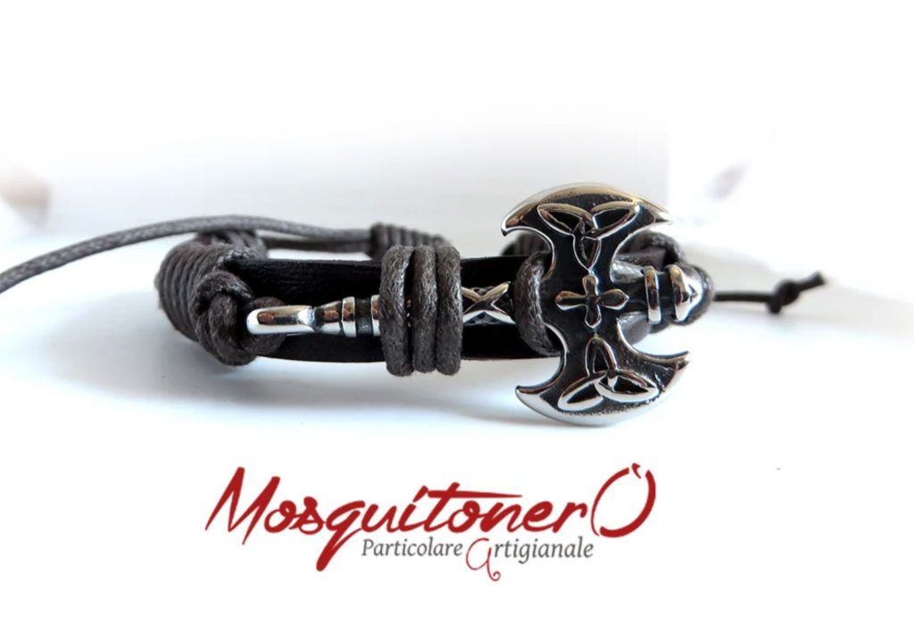 bracciale uomo cuoio pelle norreno vichingo ascia celtica